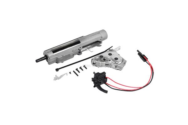 Gear-box completo per softair elettrica con cilindro, ingranaggi, grilletto e cablaggio