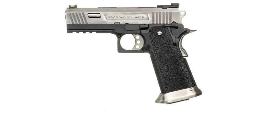 Pistola a gas da softair HI-CAPA 4.3 Allosaurus di WE, carrello silver e fusto nero