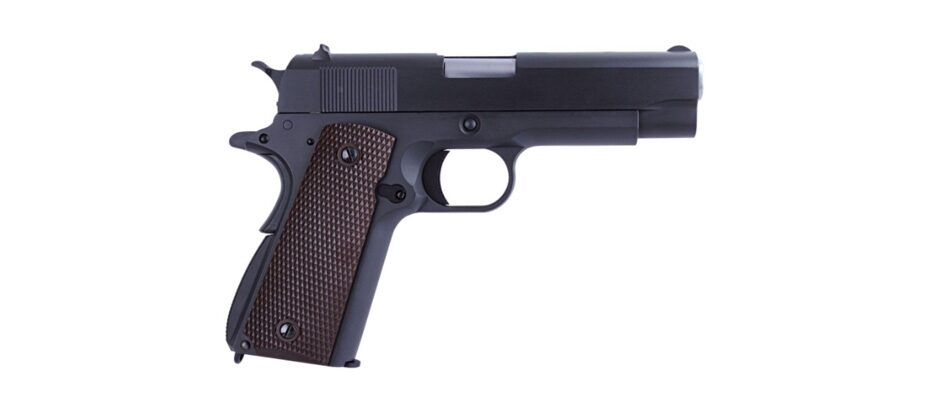 Pistola softair a gas Colt M1911 versione 1943 di WE, nera